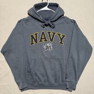 Vintage Navy Midshipmen Embroidered Hoodie Sweatshirt Old Varsity Brand Mens L